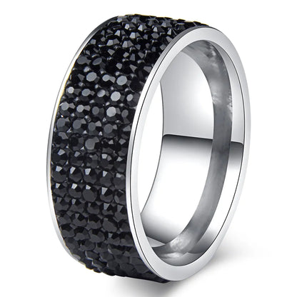 Chanfar High Quality Crystal Stainless Steel Ring Multicolor Women Elegant Finger Love Wedding Engagement Ring for Women Jewelry