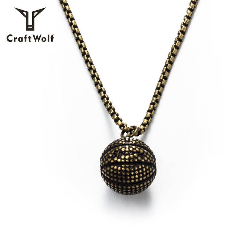 Craft Wolf Stainless Steel Jewelry Men Basketball Shape Necklace