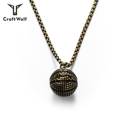 Craft Wolf Stainless Steel Jewelry Men Basketball Shape Necklace