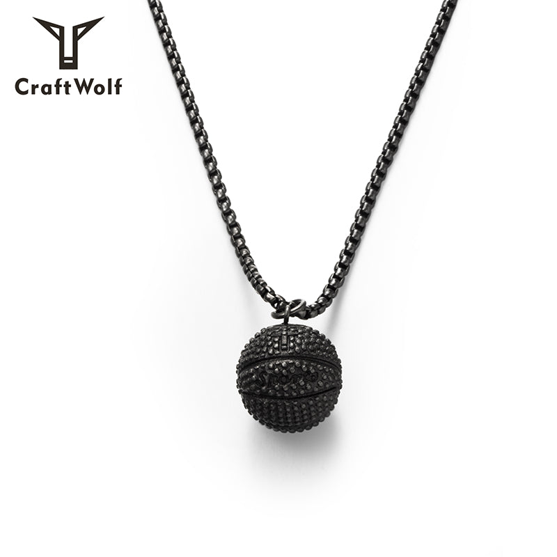 Craft Wolf Stainless Steel Jewelry Men Basketball Shape Necklace