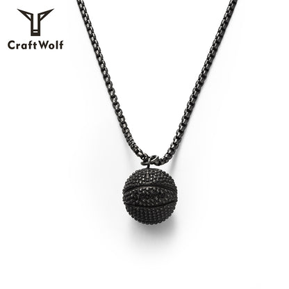 Craft Wolf Stainless Steel Jewelry Men Basketball Shape Necklace