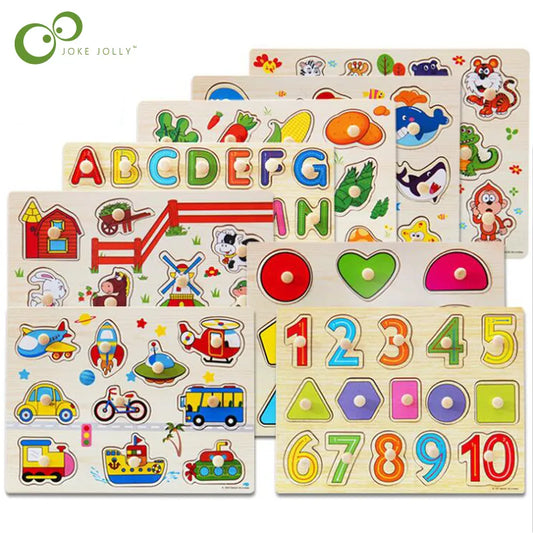 30cm Kid Early Educational Toys Baby Hand Grasp Wooden Puzzle Toy Alphabet and Digit Learning Education Child Wood Toy