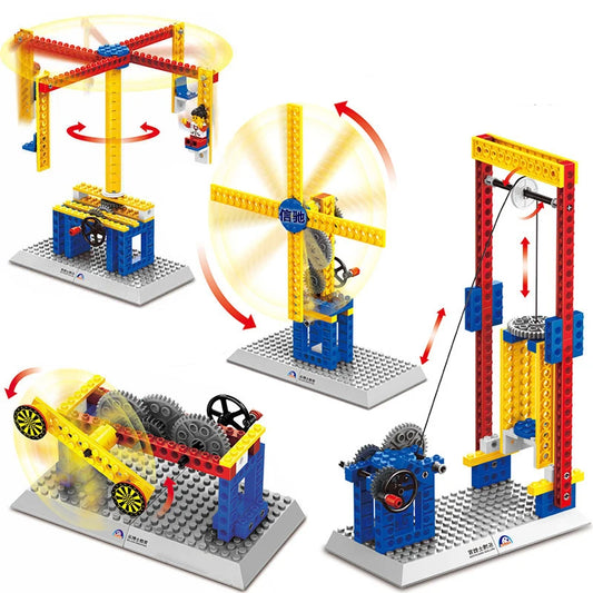 76pcs/Set Machinery Blocks Electric Toys Carrousel Plastic Model Kits Building Toys Blocks Bricks Kids DIY Toys Compatible Gifts