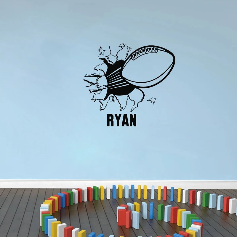 American Football Stickers , Football With Name Vinyl Wall Decal Sticker for Boys Room Decor