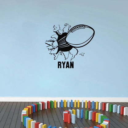 American Football Stickers , Football With Name Vinyl Wall Decal Sticker for Boys Room Decor
