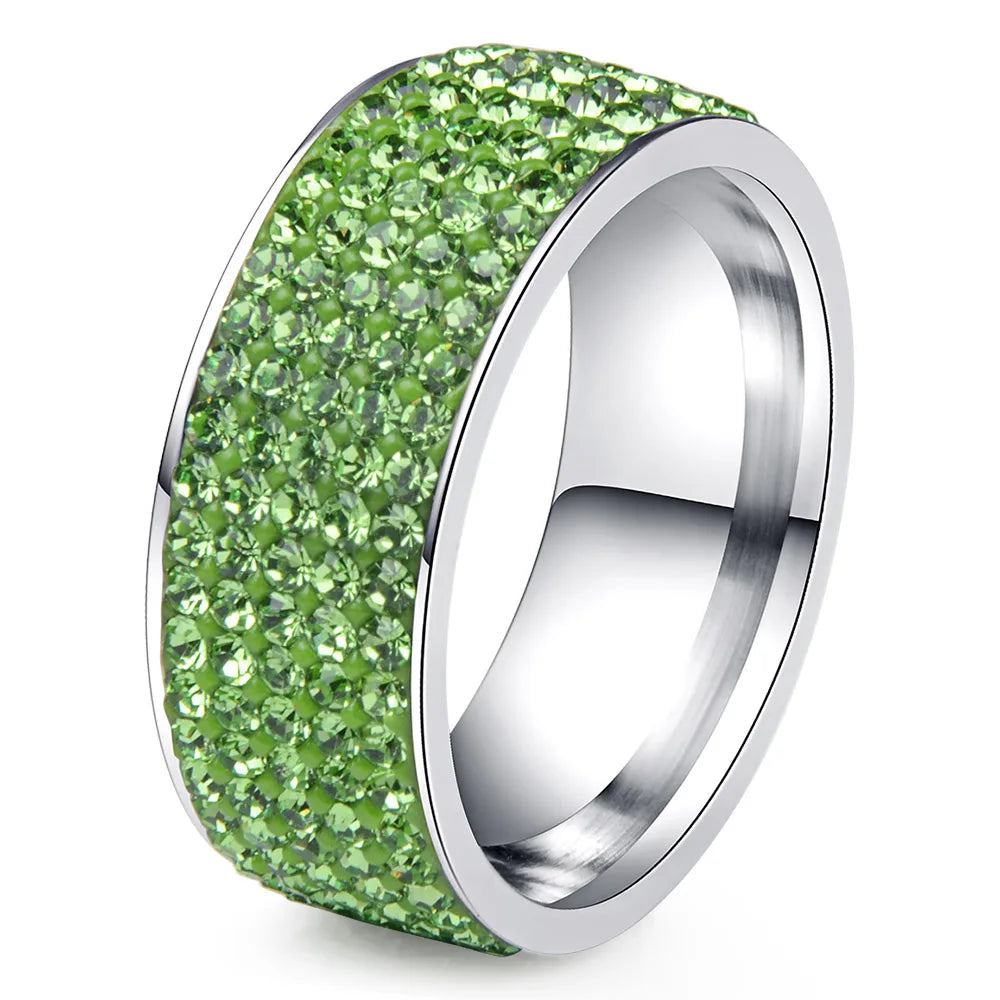 Chanfar High Quality Crystal Stainless Steel Ring Multicolor Women Elegant Finger Love Wedding Engagement Ring for Women Jewelry