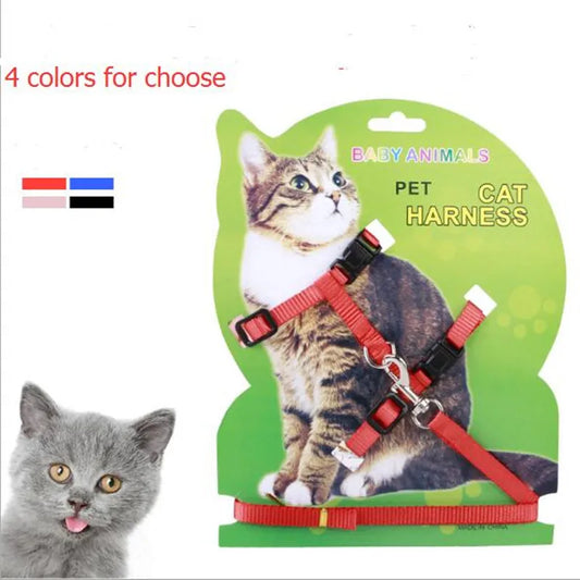 Pet Cat Collar Harness and Leash Adjustable Nylon Pet Traction Dog Kitten Halter Collar Cats Products for Cat Pet Harness Belt