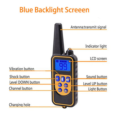 Rechargeable Waterproof Electronic Dog Training Collar Stop Barking LCD Display 800m Remote Electronic Shock Training Collars