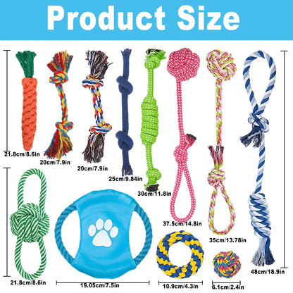 12Pcs Large Dog Toy Sets Chew Rope Toys for Dog Chewing Toys for Dog Outdoor Teeth Clean Toy for Big Dogs Juguete Para Perros