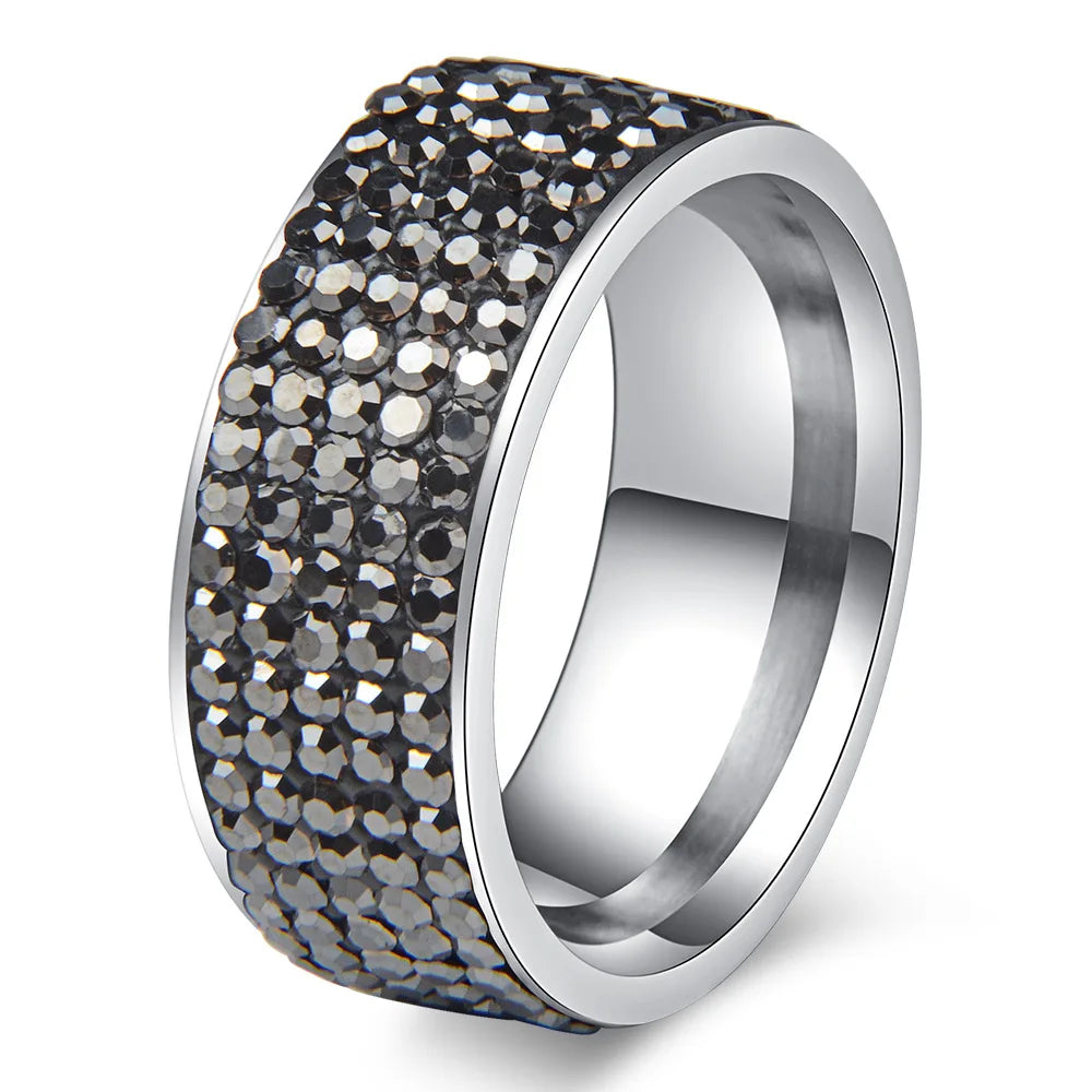 Chanfar High Quality Crystal Stainless Steel Ring Multicolor Women Elegant Finger Love Wedding Engagement Ring for Women Jewelry
