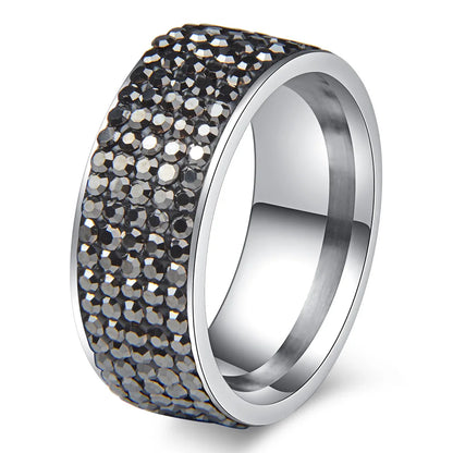 Chanfar High Quality Crystal Stainless Steel Ring Multicolor Women Elegant Finger Love Wedding Engagement Ring for Women Jewelry