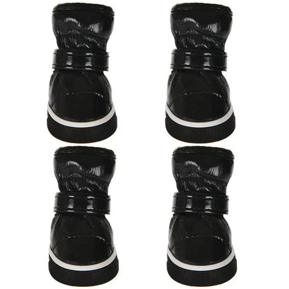 4pcs/Set Pet Dog Shoes Winter Warm Dog Snow Boots PU Leather Shoes for Small Dogs Chihuahua Waterproof Anti Slip Puppy Pet Shoes