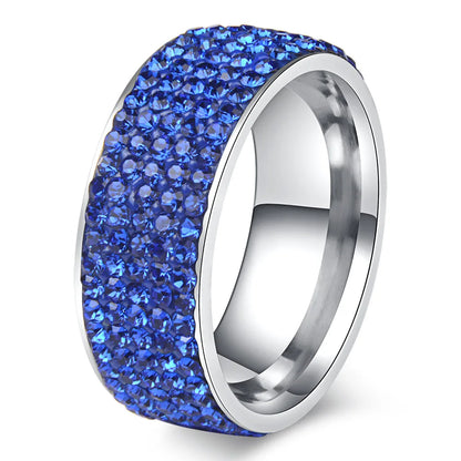 Chanfar High Quality Crystal Stainless Steel Ring Multicolor Women Elegant Finger Love Wedding Engagement Ring for Women Jewelry