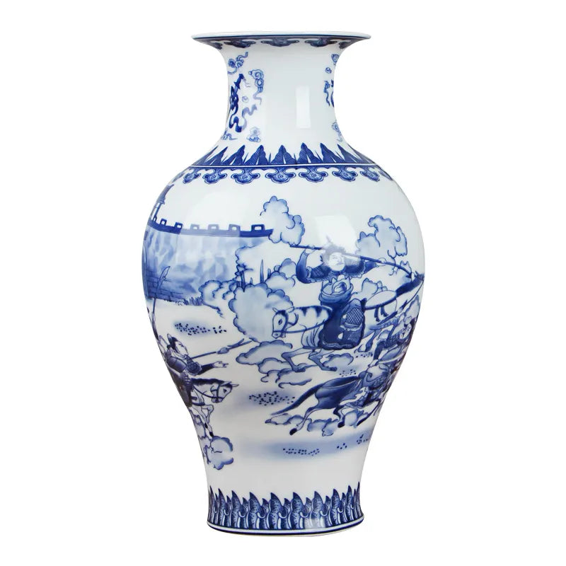 Classic Chinese Blue and White Ceramic Vase Antique Tabletop Porcelain Flower Vase for Hotel Dining Room Decoration