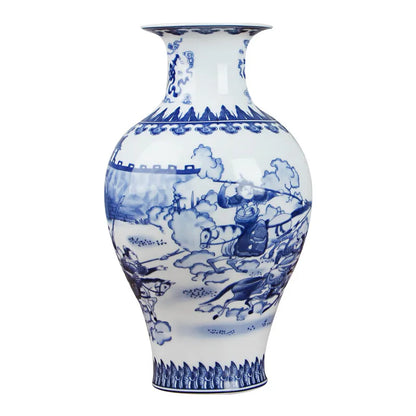 Classic Chinese Blue and White Ceramic Vase Antique Tabletop Porcelain Flower Vase for Hotel Dining Room Decoration
