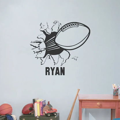 American Football Stickers , Football With Name Vinyl Wall Decal Sticker for Boys Room Decor