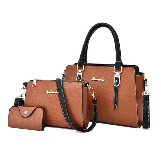 3 in 1 Tote Pu Leather Zipper Handbag Sets 3 Piece Womens Bag Vintage Women Purses Trendy 2021 Handbags Set