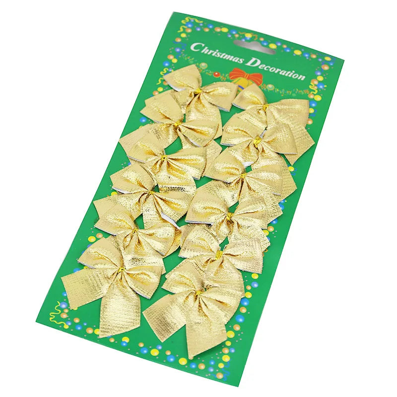 Christmas Tree Bow Decorations, New Year, Holiday Party Decoration, 6cm, 12Pcs
