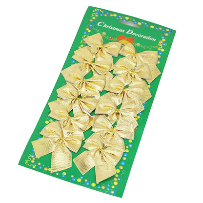 Christmas Tree Bow Decorations, New Year, Holiday Party Decoration, 6cm, 12Pcs