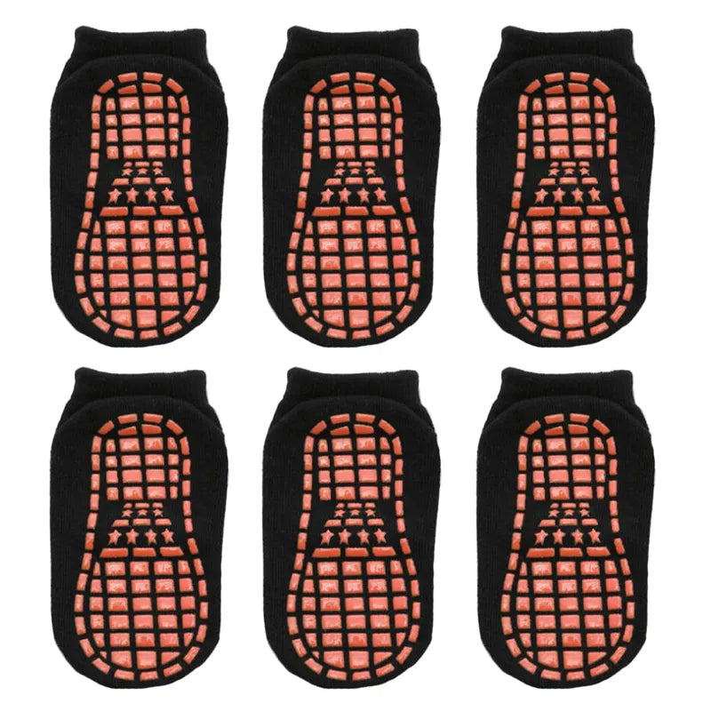 6 Pairs/Lot 0 to 6 Yrs Cotton Children's Anti-Slip Boat Socks for Boys Girl Low Cut Floor Kid Sock With Rubber Grips Four Season