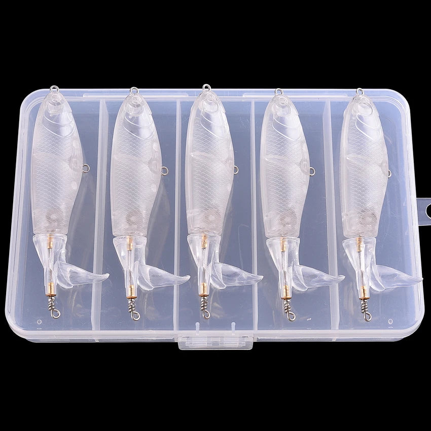 5pcs/Box 100mm Floating Popper Fishing Lure Set Artificial Hard Bait Lures Soft Rotating Tail Fishing Tackle Box