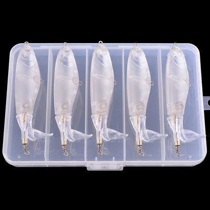 5pcs/Box 100mm Floating Popper Fishing Lure Set Artificial Hard Bait Lures Soft Rotating Tail Fishing Tackle Box