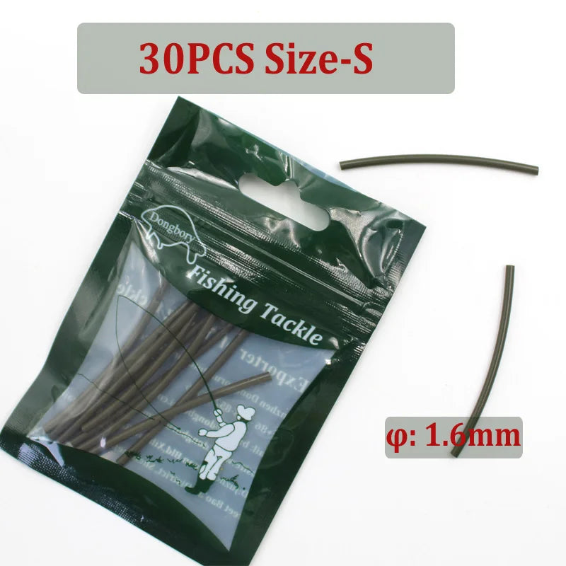 30PCS Carp Fishing Accessories Heat Shrink Tubes Rubber Sleeves Heating Shrink Tubing for Carp Ronnie Rigs Croase Fishing Tackle