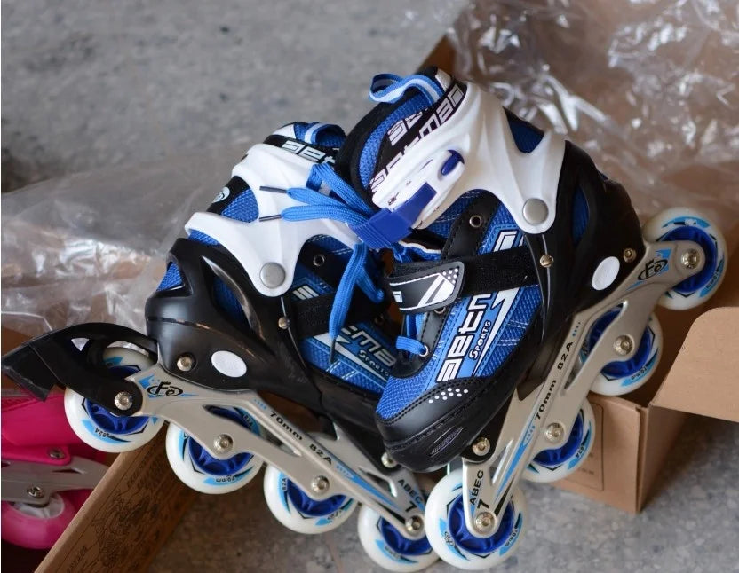 Customizable 4-Wheel Roller Skates for Kids Adjustable Inline Skate Shoes With Aluminum Alloy Frame and Wheels