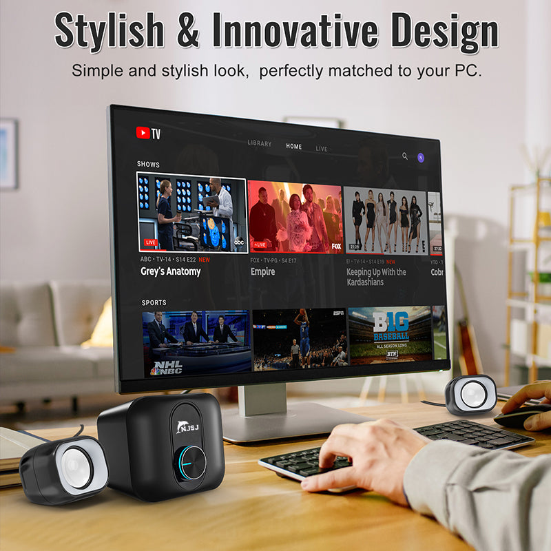 NJSJ 3W 2.1 RGB Computer Speaker With Subwoofer Great for Multimedia Laptop or PC Computers Perfect for Music Movies and Gaming