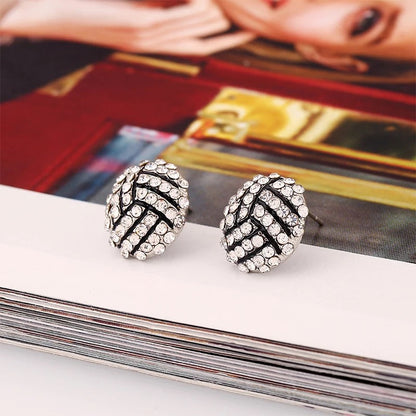 Sport Basketball Volleyball Stud Earrings for Women Bling Baseball Softball Earrings Rhinestone Crystal Ear Jewelry