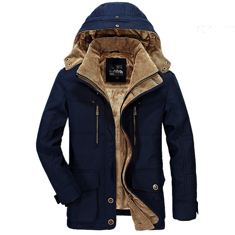 Winter Fleece Jacket Men Casual Parka Thick Thermal Coat Jackets Outwear Hooded Jacket Mens Clothes Plus Size