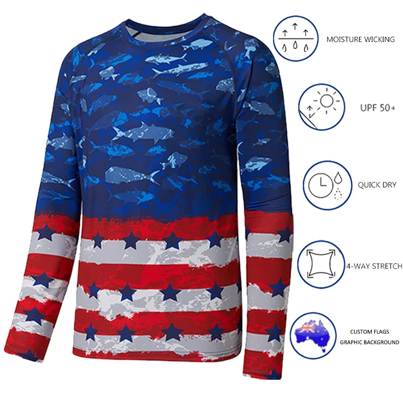 Custom Made Anti Uv Sun Protection Sublimation Fish Shirts Fishing Wear Quick Dry Long Sleeve Fishing Shirts