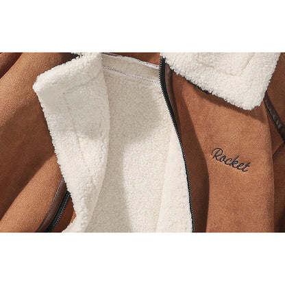 MJMU201 Cotton Coat Trend Thickening Motorcycle Cashmere Lamb Wool Jacket Plus Size Men's Clothing Cotton-Padded Jacket