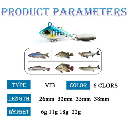 1pc 6/11/18/22g VIB Crankbaits Fishing Lure Spoon Wobble: The Ultimate Spin Jig Spinner Lures for Freshwater & Saltwater Fishing