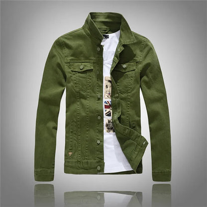 Jeans Coats Jacket Men's Korean Style Spring and Autumn Denim Jacket Slim Long-Sleeved Casual Denim Jacket Solid Color Young Boy