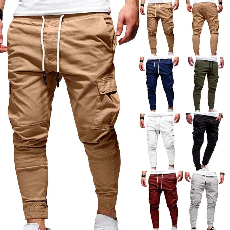 Men's Oversize Pants 2025 New Casual Solid Cargo Pants Men Trousers Drawstring Elastic Waist Joggers Men Sweatpants Streetwear
