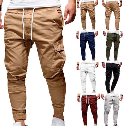 Men's Oversize Pants 2025 New Casual Solid Cargo Pants Men Trousers Drawstring Elastic Waist Joggers Men Sweatpants Streetwear