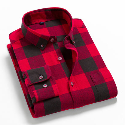 Men's Long Sleeve Plaid Cotton Shirt Casual Spring Autumn
