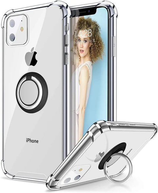 Ring Holder Shockproof Soft TPU Back Case for iPhone 16 17 15 14 SE 3 2nd 2020 12 13 Mini 11 Pro Max X XR XS 5 6 7 8 Plus