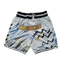 Embroidery Basketball Shorts Retro Sweat Vintage Bulls Magic Heat All Star Basketball Wear Shorts Zipper Pockets Just Men Don