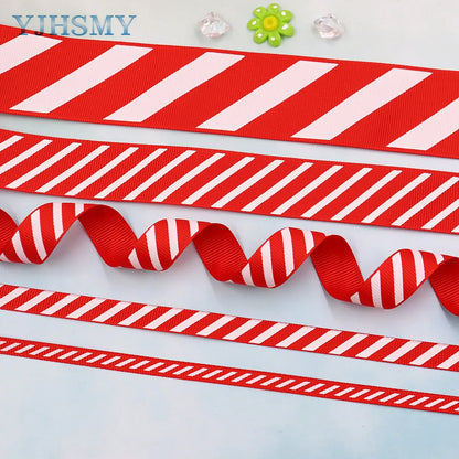 Christmas Ribbon Red White Stripes 5 Yards, Red White Candy Cane, Garland, Gifts, Wrapping, Wreaths, Bows