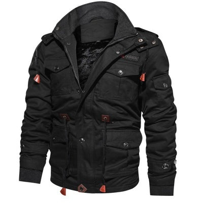 Winter Jacket Men Casual Thick Thermal Coat Green  Jackets Cargo Outwear Fleece Hooded Jacket 4XL Clothes