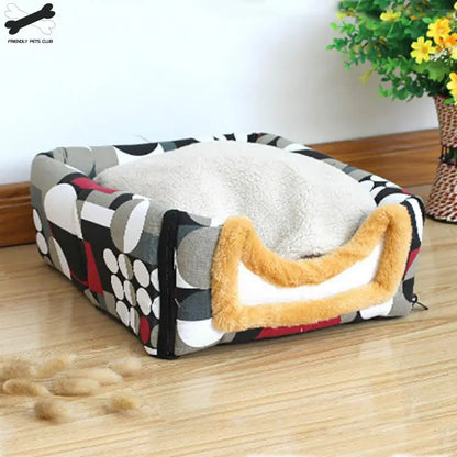 Comfortable Cat Warm Cave Lovely Bow Design Puppy Winter Bed House Kennel Fleece Soft Nest for Small Medium Dog House for Cat