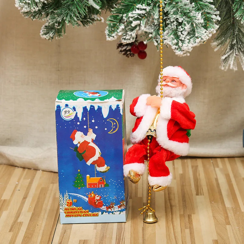 Dropshipping Santa Claus Musical Climbing Rope Ladder Electric Musical Toy Ornaments for Holiday Season MOQ 1 Piece