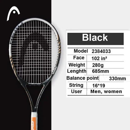 Original Head Tennis Racket Black Professional Tennis Racquet Carbon Tenis Padel With Bag Overgrip Dampener Raquete De Tenis 414