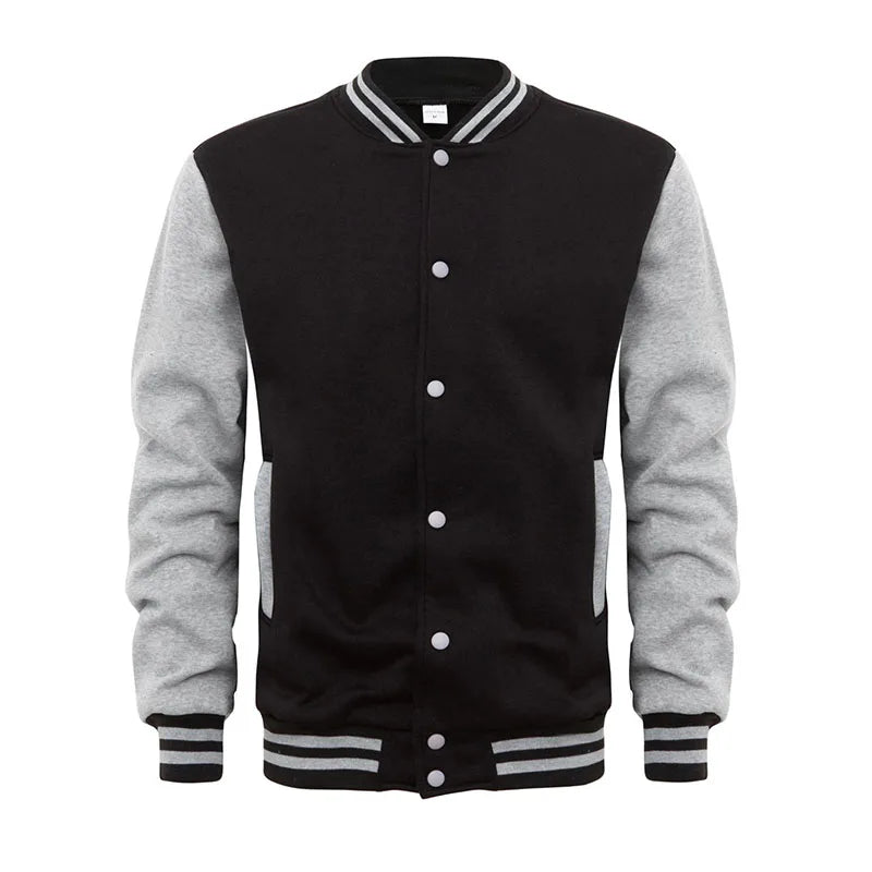RNSHANGER New Black White Solid Color Jacket Loose Oversized Clothes Casual Men Baseball Clothes Personality Street Warm Coat
