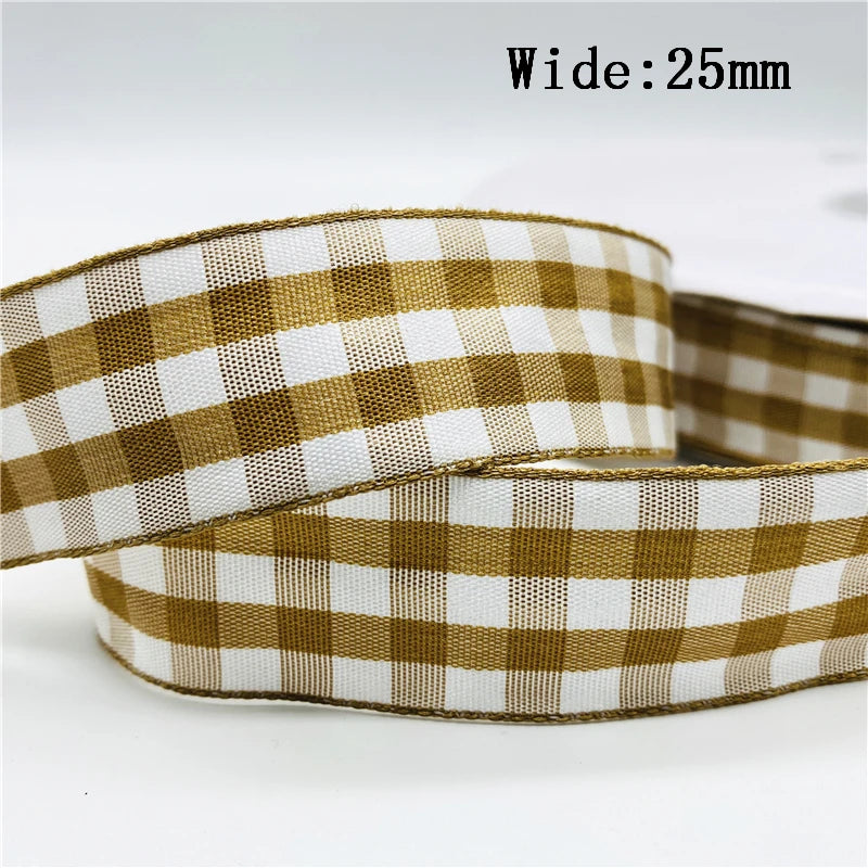 5yards/Lot 25mm Plaid Ribbon Christmas Decor Ribbon for Handmade Design Christmas Decoration DIY Gift Wrapping