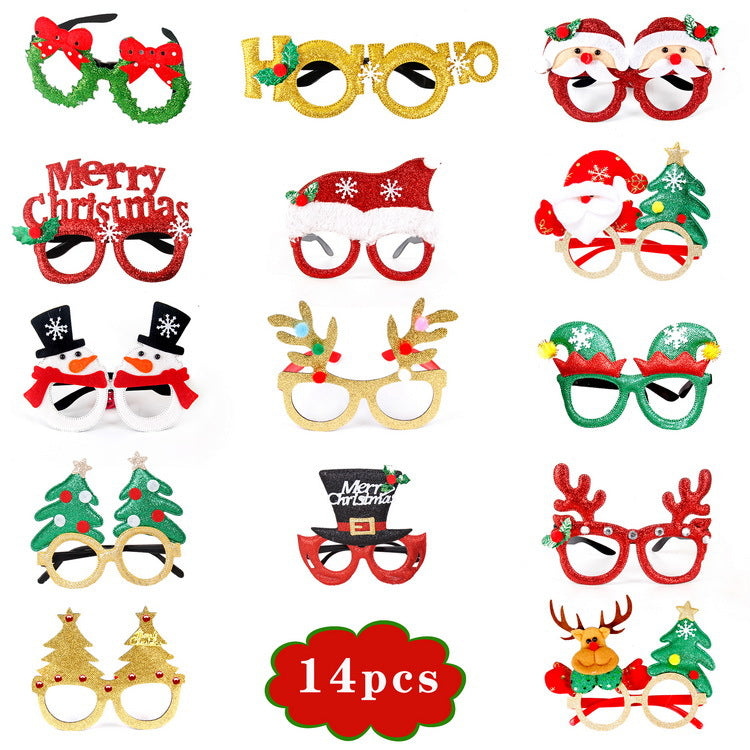 Christmas Glasses Glitter Party Glasses Frames Christmas Decoration Costume Eyeglasses for Christmas Parties Holiday Favors