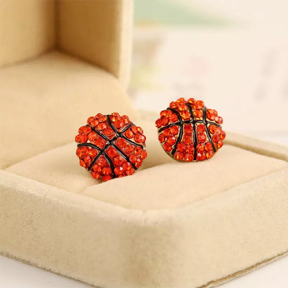 Sport Basketball Volleyball Stud Earrings for Women Bling Baseball Softball Earrings Rhinestone Crystal Ear Jewelry