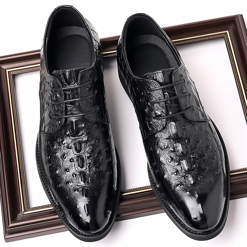 Luxury Dress Shoes Cow Leather Height Increasing Footwear Men's British Leather Shoes Men's Retro Faux Leather Cowboy Shoes